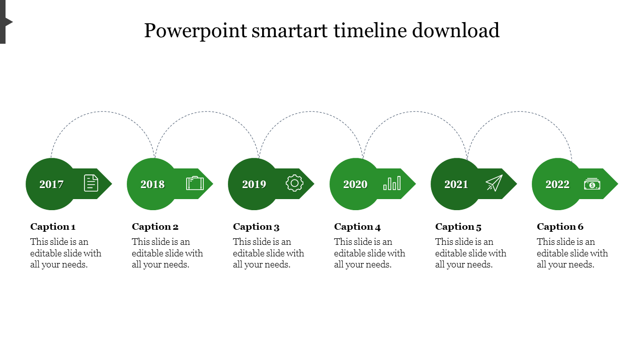 Free - Fantastic PowerPoint Smartart Timeline Download-6 Node